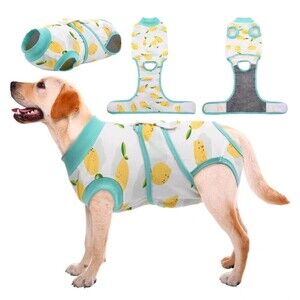NWT Recovery Suit Dog Surgery Size M Lemon Print Body Wrap Anti-Licking